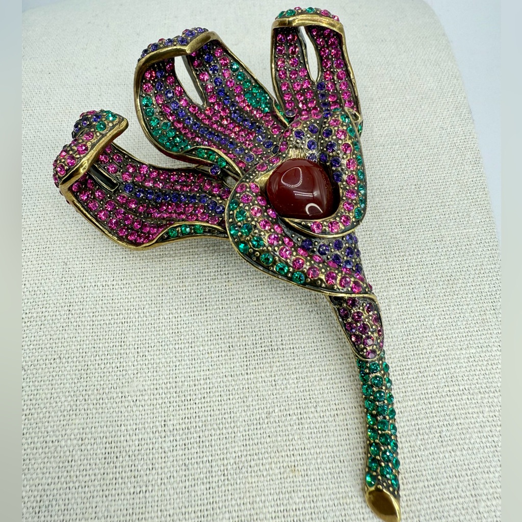 Vintage Heidi Daus Calla Lily Brooch Rare Swarovski Crystal 525 Statement Pin 175$